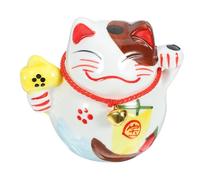 YARNOW Ceramic Fortune Cat Piggy Bank Decorative Coin Box with Flat Base for Desktop Charming Cartoon Style Money Saver and Feng Shui Ornament for Cat Lovers