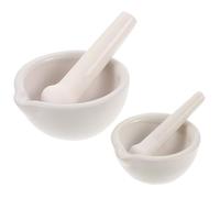 YARNOW Ceramic Mortar and Pestle Set 2 Pieces Porcelain Bowls for Grinding Spices and Pills Practical Pharmacy and Cooking Tool with Easy Cleaning