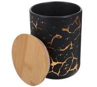 YARNOW Ceramic Tea Storage Jar with Airtight Lid for Home Use, Simple Shaped Black Container with Good Sealing, Suitable for Storing Tea, Candies, and Spices, to Decorate Your Table Or