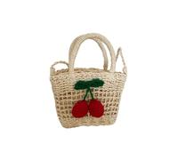 YARNOW Cheery Design Straw Weaving Single-Shoulder Bag for Girl Lightweight Woven Beach Pouch for Boys and Girls Party Bags Camping Storage