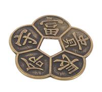 YARNOW Chinese Antique Brass Coin for Feng Shui and Divination Elegant Luck Coin with Traditional Symbols Spiritual Tool for Wealth and Prosperity