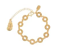 YARNOW Chinese Brass Coin Bracelet, Feng Shui Wealth and Luck Bracelets, Prosperity Coin Charm Wristband for Wealth, Blessing, Traditional Chinese Gift Party Favor