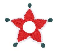 YARNOW Christmas Red Knitted Cat Collar with Five Pointed Star Design Soft Woolen Yarn Neck Lace Washable and Reusable Necklet for Cats Large Pet Accessory for Festive Decoration