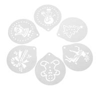 YARNOW Coffee Latte Art Stencils Stainless Steel 6Pcs Christmas Pattern Templates for Cookie and Cake Decoration
