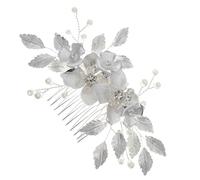 YARNOW Comb Zinc Material on Firmly Alloy Rhinestone Stays Elegant Silver Flower Leaves without Pulling Hair, for Bridal Wedding Hair Head Bride Photography and Everyday Life