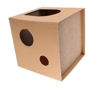 YARNOW Corrugated Cat Scratcher Pad Nest with Durable Cardboard Scratch Board and Cozy Resting Spot Square Design for Indoor Cats and Kittens Scratching and Lounging Use