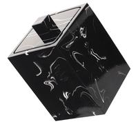 YARNOW Cotton Swab Holder Marble Pattern Resin Toothpick Organizer Compact Bathroom Storage Box for Home and Hotel Use in Ink Black