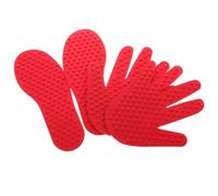 YARNOW Crash Pad Sensory Floor Mat for Kids, Red Plastic Sensory Activity Mat with Hand and Foot Prints, Non-Slip Tactile Learning Toy for Outdoor Play and Kindergartens