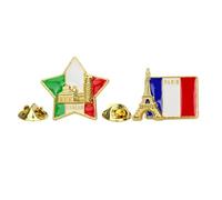 YARNOW Creative Architectural Brooch Pin Set 4pcs Small Metal Brooches with Enamel Flag and Heart Designs for Women Girls Accessories Daily Wear