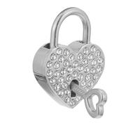 YARNOW Creative Heart-Shaped Love Lock Made of Solid and Sturdy Zinc Alloy with Diamond-Encrusted Design, for Tourist Attractions and Wishing Bridges, Silver Wishing Lock