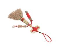 YARNOW Crib Small Broom Pendant Charm with Red Knot and Coin - Feng Shui Lucky Broom Amulet for Newborn Protection and Bedside Decoration