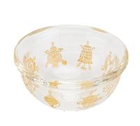 YARNOW Crystal Bowl Auspicious Water Offering Bowl for Buddhist Rituals Golden Sacred Water Cup with Carved Auspicious Patterns