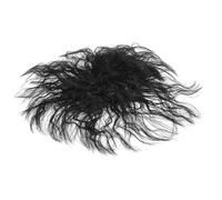 YARNOW Curly Human Hair Topper Hairpiece with Bangs, Black Fiber, Volume Boost, Breathable Comfort, for Women, Daily Life and Travel