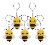 YARNOW Cute Bee Keychain Set Lightweight 5pcs Pvc and Metal Material Bee-shaped Pendant Decoration , Easy to Carry for Bee-themed Party Favors and Purse or Backpack Accessories