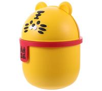 YARNOW Cute Cartoon Tiger Shape Desktop Trash Bin with Lid, Small Desk Trash Can in Yellow, Large Capacity Pp Material, Decorative and Easy to Carry Wastebasket for Office and Home