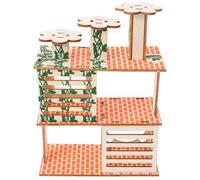 YARNOW Delicate Hamster Hideout Wooden House Cage Decoration with Drinking Feature Efficient Space Use Beige Small Animals Playpen for Guinea Pigs Rabbits Daily Rest