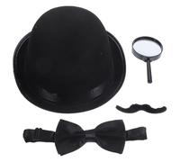 YARNOW Detective Costume Set with Hat and Mustache for Boys and Analytical Thinking Pretend Play Supplies for Cosplay and Party Favors