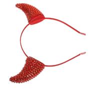 YARNOW Devil Horns Headband Made of Plastic and Metal Halloween with Embedded Rhinestones, Red Glitter Devil Horn Headpiece Easy to Wear Fancy Dress Hair Accessory for Party Favors