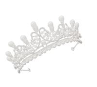 YARNOW Diamond Pearl Crown Headdress Bridal Crown Elegant Silver Rhinestones Imitation Pearls Alloy Not Fade Fine Workmanship Women Engagement Party