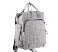 YARNOW Diaper Backpack for Mom Grey Quilted Maternity Bag with Dual Carry Handles and Spacious Compartments, Outdoor Travel Nappy Bag Suitable for Parents on the Go