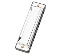 YARNOW Diatonic 10-Hole Harmonica Key of C Metal Blues Harmonica for Beginners and Professionals Portable Silver Musical Instrument for Adults and