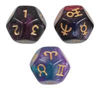 YARNOW Divination Zodiac Dice 3Pcs Astrology Dice 12-Sided for Tarot Card Accessories and Star Constellation Board Games