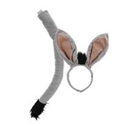 YARNOW Donkey Cosplay Headband and Tail Set for Boys and Plush Animal Ears and Tail Costume Accessories for Birthday Halloween Christmas Party Dress-up