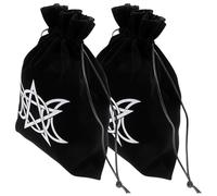 YARNOW Drawstring Portable Tarot Cards Pouch 2pcs Black Lint Fabric Featuring Simple Style Suitable for Beginners and Daily Carry