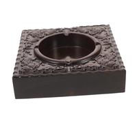 YARNOW Ebony Wooden Ashtray Windproof with Lid for Smokers Square Vintage Cigar Accessory Easy to Clean Indoor Outdoor Patio Office Ash Tray Gift for Men