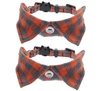 YARNOW Elegant Plaid Cat Collar with Bell 2 Pcs Adjustable Collars for Cats Breakaway Safety Kitten Collar for Fun and Safety