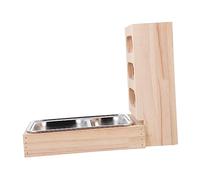 YARNOW Elegant Rabbit Feeder Wooden Stainless Steel Pet Rabbit Holder Food Bowl Versatile Cage Accessory