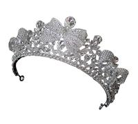 YARNOW Elegant Royal Crown Bridal Tiara for Wedding and Dress, Silver Zinc Alloy Rhinestone Princess Hair Accessory, Easy to Wear with Unique Bow Design for Brides and Bridesmaids