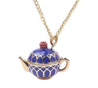 YARNOW Enamel Glazed Teapot Pendant Necklace with Openable Charm, Long Fashion Sweater Chain for Women, Elegant Unisex Jewelry Accessory