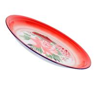 YARNOW Enamel Plate Practical Plate Retro Chinese Style Round Smooth Safe Serving Tray for Fruits and Foods in Shopping Mall Or Office