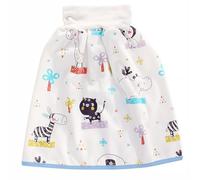 YARNOW Folding Nappy Skirt High-Waist Nappy Pants Pure Cotton Surface TPU Waterproof Layer Bamboo Fiber Back No Raised Line Edges Double Button Fixed Concealed Buckle Potty Training