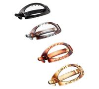 YARNOW French oval hair barrettes 4pcs plastic hair clips in oval shape with twisted design for at weddings and daily life
