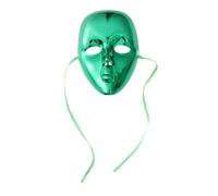 YARNOW Full Face Green Plastic Carnival Mask with Flexible Band Design One Size Fits Most for Costume Ball and Other Parties
