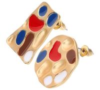 YARNOW Funny Paint Palette Earrings for Women Artists Asymmetric Matte Gold Drop Oil Design Cool Costume Jewelry Gift for Painters Unique Art Accessory for Parties and Daily Wear