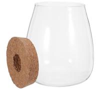 YARNOW Glass Plant Propagation for Root Visibility 2 Sets with Wood Cork Stopper and Bamboo Tray Base, Heat Resistant Hydroponic Containers for Home and Living Room Plant Culture