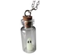 YARNOW Glow the Bottle Necklace Pendant with Chain Lightweight Halloween Ghost Charm Jewelry for Women for Parties and Everyday Wear