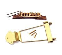 YARNOW Golden Adjustable Tailpiece Bridge for Jazz Guitar Chord Plate Rollers Suitable for Archtop and Semi-Hollow Guitars