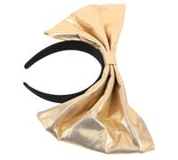 YARNOW Golden Bow Hair Band for Women, Comfortable Fit Plastic and Cloth Headband with Oversized Bowknot, for Weddings and Birthday Party Decorations