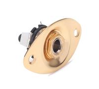 YARNOW Golden Electric Guitar Jack Socket with 2 Mounting Screws, Oval Shape, Iron and Copper Plated Replacement Pickup Jack for Bass and Electric Guitar, Sturdy with Glossy Surface
