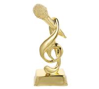YARNOW Golden Microphone Trophy Resin Singing Competition Award Small Decorative Music Note Prize for Karaoke Party Classroom