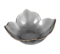 YARNOW Grey Glass Salad Bowl with Petal Design 7.68In Flower Shaped Fruit Serving Bowl for Desserts Snacks Pasta Elegant Tableware 1Pc
