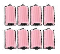 YARNOW Hair Curlers Sponge 8pcs Self-Holding Rollers Small Size with Bang Clips for Overnight Styling on Women Hairdressing Use Pink Plastic