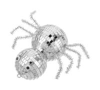 YARNOW Halloween Disco Spider Figurine with Silver Mosaic Mirror Tiles, Versatile Glass and Plastic Home Spider Ornament for Haunted House Wall Decoration, Unique Spooky Halloween Decor