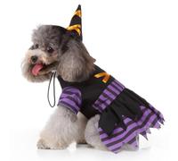 YARNOW Halloween Dog Coat for Puppy Dogs Creative Witch Design, Black Polyester Material, Comfortable and Easy to Put, for Special Occasions and Outdoor Activities