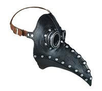 YARNOW Halloween Party Mask, Pu Leather Steampunk Plague Doctor Beak Mask, Decorative Party Accessory for Adults, Black with Silver Studs
