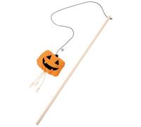 YARNOW Halloween Pumpkin Cat Wand with Bell, Interactive Self-play Teasing, Cute Pumpkin Design for Indoor Kitten Entertainment